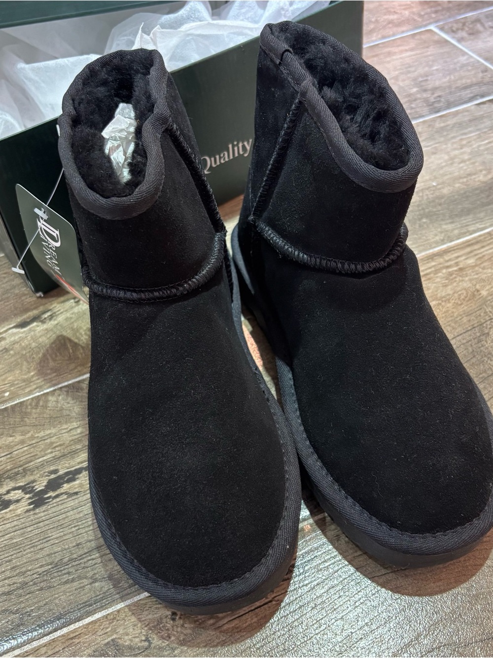 Black Suede Fleece-Lined Winter Boots